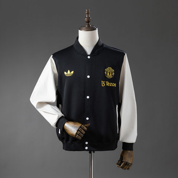 Camiseta Manchester United 2023/24 Chaqueta Adidas Originals Negra - detalle cuello