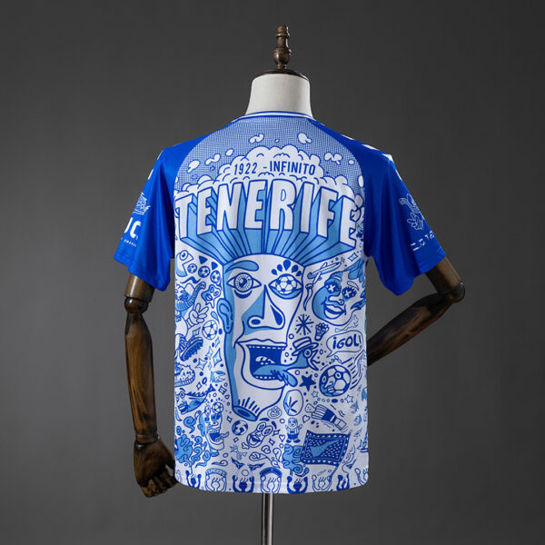Camiseta Club Deportivo Tenerife 2023/24 Edición Especial — detalle del diseño 'TENERIFE' y la cara principal