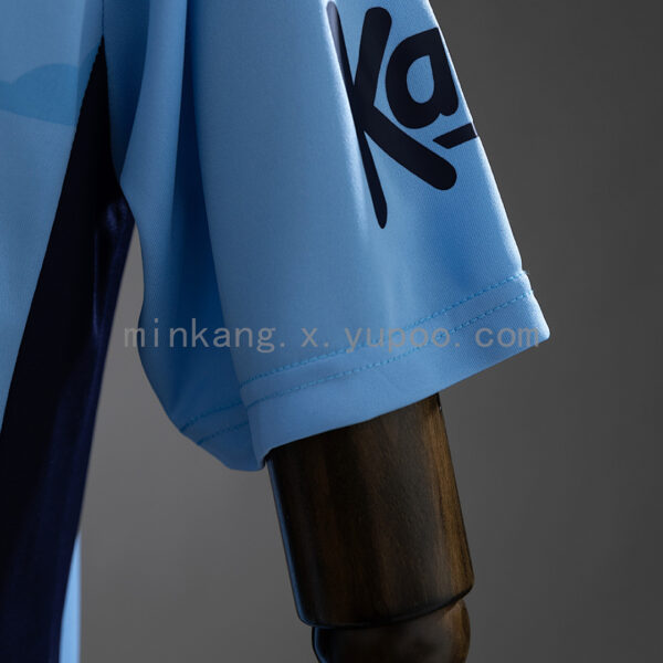 Camiseta Las Palmas 2023/24 Visita — detalle patrón de la tela celeste