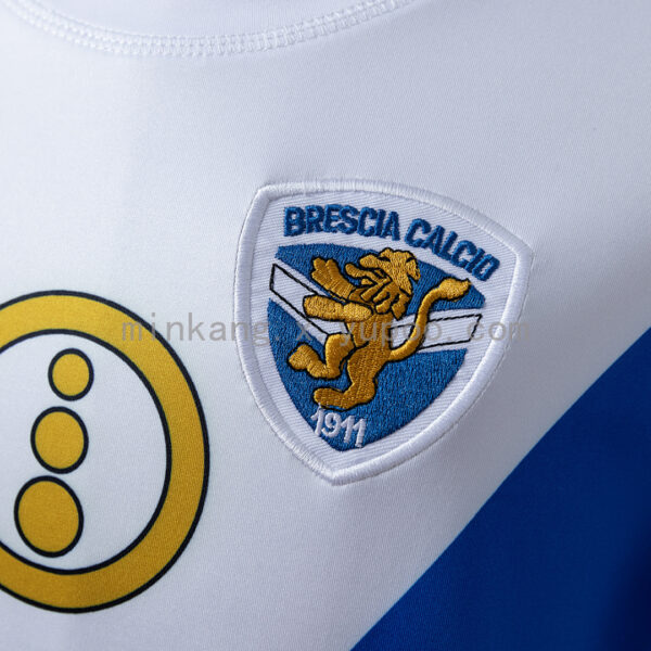 Camiseta Brescia 2003 Retro Local Manga Larga - detalle del patrocinador Banca Lombarda