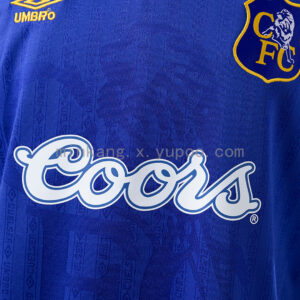 Camiseta Chelsea 1994/95 Local - detalle patrocinador Coors