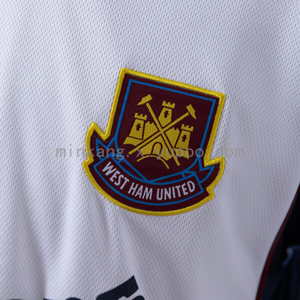 Camiseta West Ham United 1999/2000 Visita Retro - detalle manga y puño