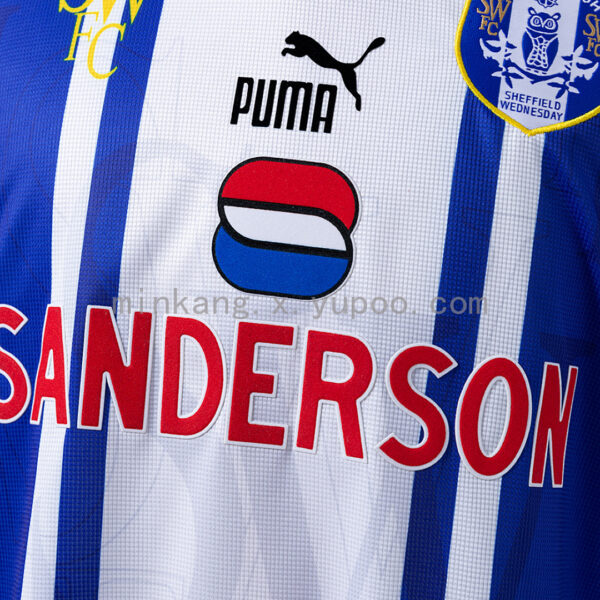 Camiseta Sheffield Wednesday 1997 Retro Local - detalle de las franjas verticales