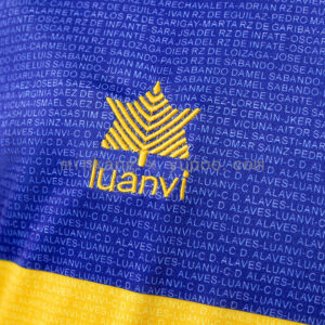 Camiseta Deportivo Alavés 2000/01 Retro Local — detalle patrón de nombres