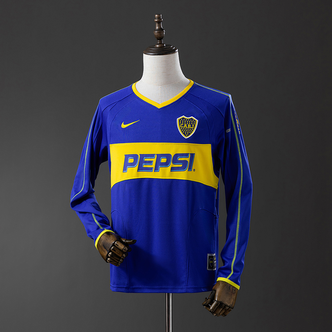 Camiseta Boca Juniors 2000/01 Retro Local Manga Larga - vista frontal