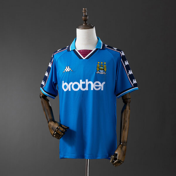 Camiseta Manchester City 1997/98 Retro Local - vista frontal