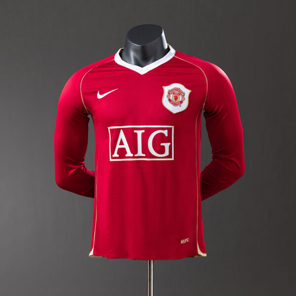 Camiseta Manchester United 2006/07 Retro Local Manga Larga - vista frontal