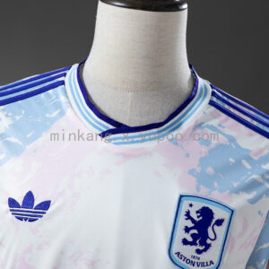 Camiseta Aston Villa 1992/93 Retro Visita Manga Larga - detalle escudo y logos