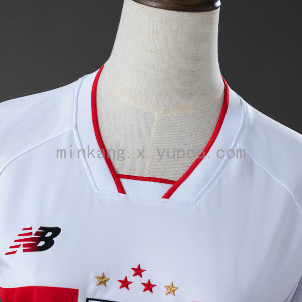 Camiseta Sao Paulo 2024/25 Local Mujer — detalle cuello y pecho