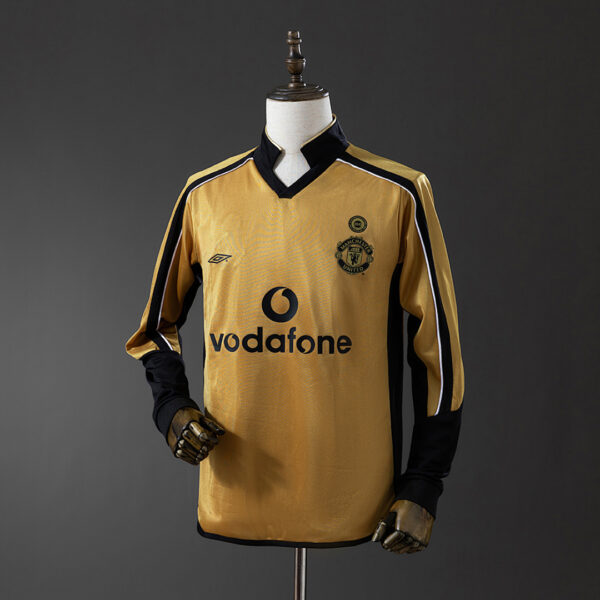 Camiseta Manchester United 2001/02 Retro Aniversario Manga Larga - detalle costuras