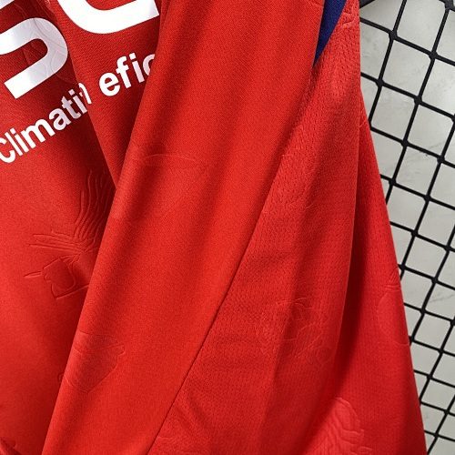 Camiseta Osasuna 2023/24 Local — primer plano logo Macron