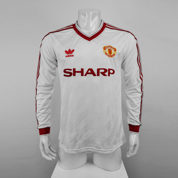 Camiseta Manchester United 1986 Retro Visita Manga Larga - vista trasera