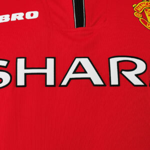 Camiseta Manchester United 2000/02 Retro Local Manga Larga - detalle patrocinador Sharp