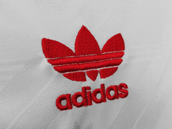 Camiseta Manchester United 1986 Retro Visita Manga Larga - detalle cuello