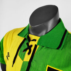 Camiseta Manchester United 1986 Retro Alternativa - detalle del diseño en verde y amarillo