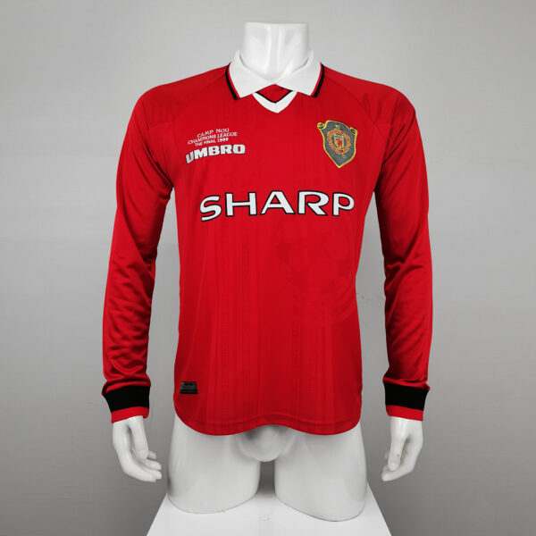 Camiseta Manchester United 1999 Retro Local Manga Larga - vista frontal