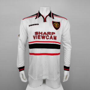 Camiseta Manchester United 1994/95 Retro Visita Manga Larga - vista parcial pecho