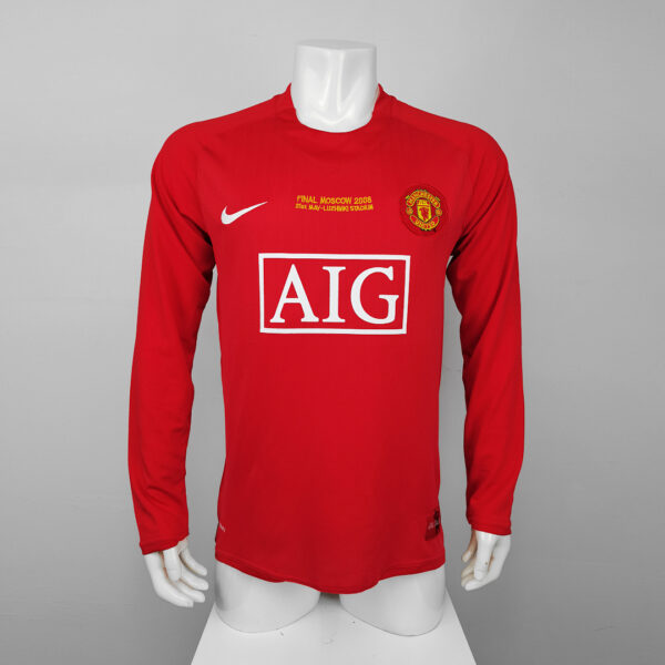 Camiseta Manchester United 2008 Retro Local Manga Larga - vista frontal