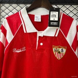 Camiseta Sevilla FC Retro Local - detalle franjas en mangas