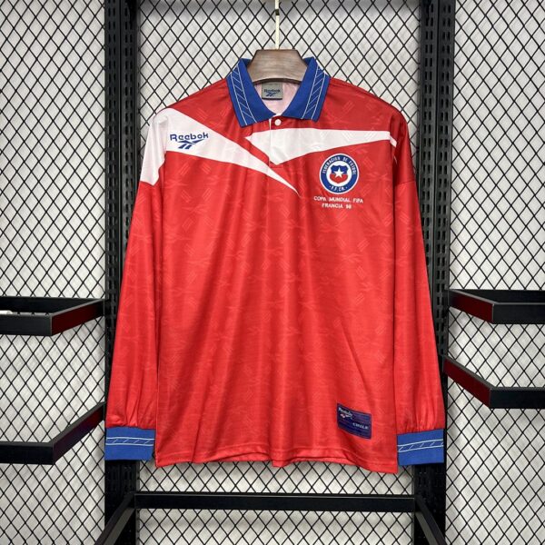 Camiseta Chile 1998 Retro Local Manga Larga - detalle